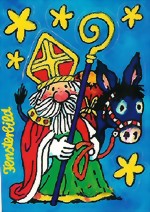 Lutz Mauder Verlag Glitzer- Fensterbild Nikolaus mit Esel DIN A6