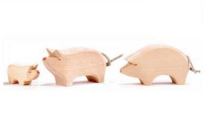 NEU Ostheimer Schwein Ferkel Gruppe 3-teilig Holzfigur Tiere 